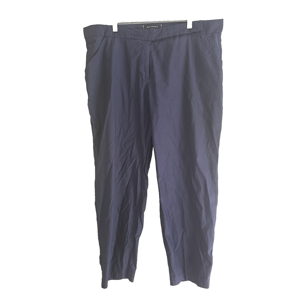 Max‎ Studio Navy Blue Straight Leg High Rise Career Casual Pants Womans Size 16